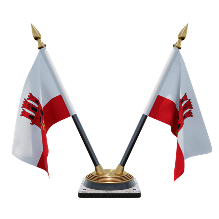 Gibraltar Double Desk Flag Stand  3D Flag