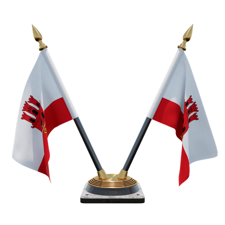 Gibraltar Double Desk Flag Stand  3D Flag