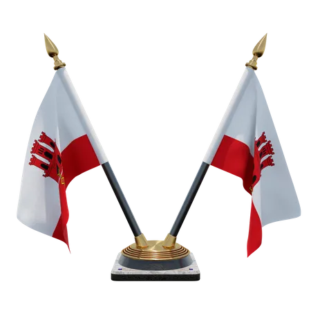 Gibraltar Double (V) Desk Flag Stand  3D Icon
