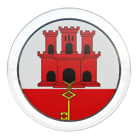 Drapeau rond de Gibraltar  3D Icon