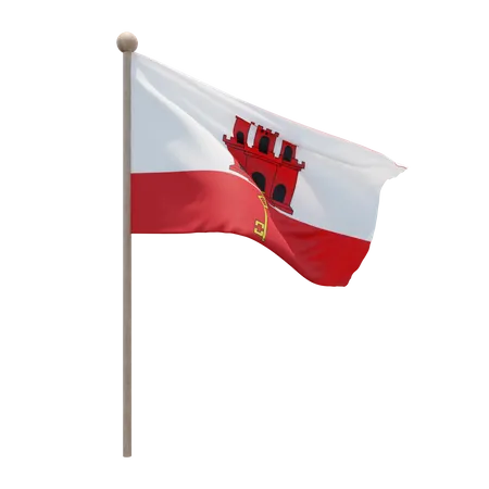 Gibraltar Flag Pole  3D Illustration