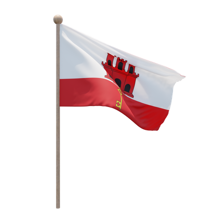 Gibraltar Flagpole  3D Flag