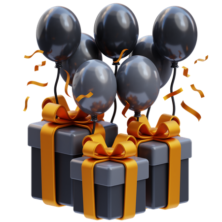 Gift And Ballon  3D Icon