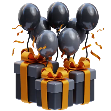 Gift And Ballon  3D Icon