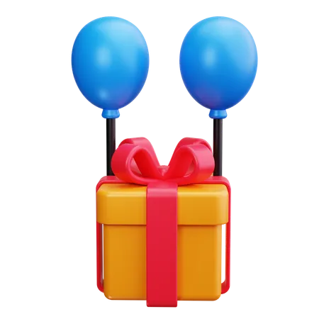 Gift and Balloon  3D Icon