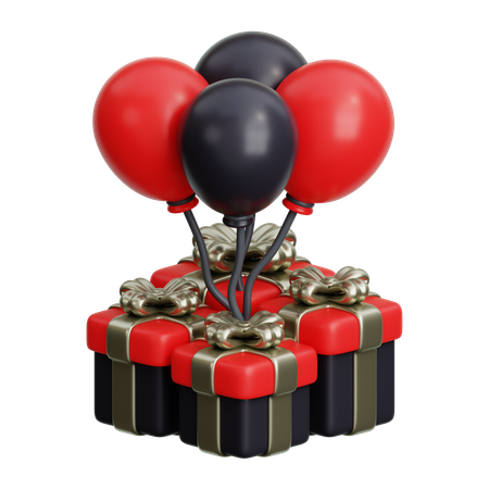 Gift and Balloon  3D Icon