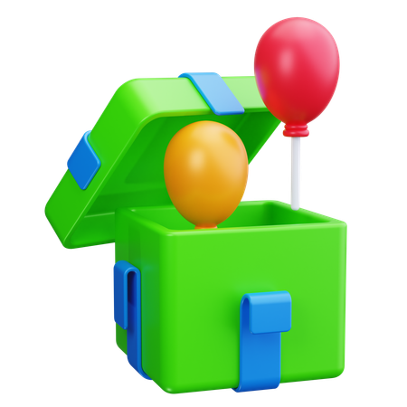 Gift And Balloons  3D Icon