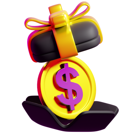 Gift And Coin  3D Icon