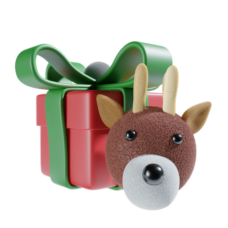 Gift And Deer  3D Icon