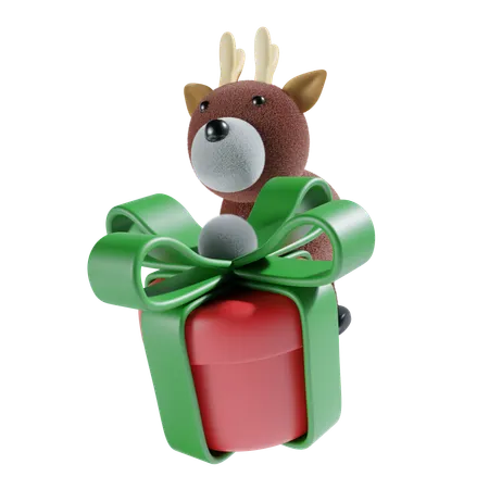 Gift And Deer  3D Icon