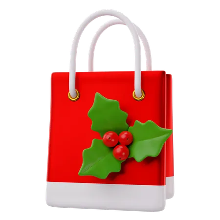 3 D Rendering Of Christmas Gift Bag Icon 3D Icon