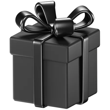 3 D Illustration Of A Black Giftbox With Black Bow Ribbons 3D Icon