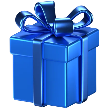 3 D Illustration Of A Blue Giftbox With Blue Bow Ribbons 3D Icon