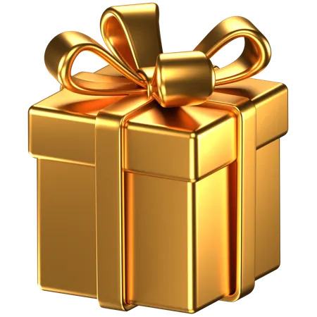 3 D Illustration Of A Gold Giftbox With Gold Bow Ribbons 3D Icon