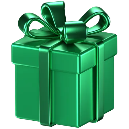 3 D Illustration Of A Green Giftbox With Green Bow Ribbons 3D Icon