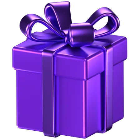 3 D Illustration Of A Purple Giftbox With Purple Bow Ribbons 3D Icon