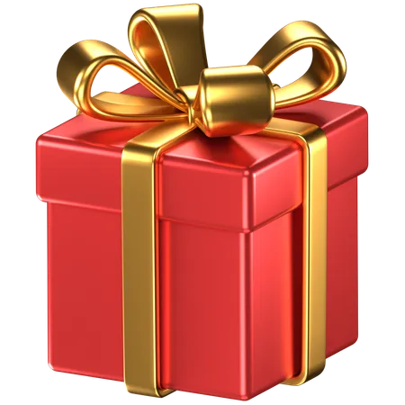3 D Illustration Of A Red Giftbox With Gold Bow Ribbons 3D Icon