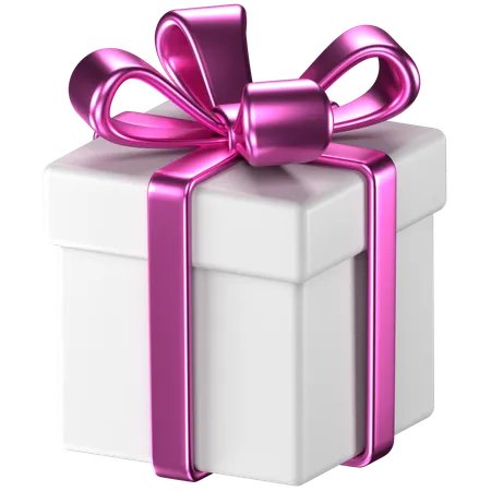 3 D Illustration Of A White Giftbox With Pink Bow Ribbons 3D Icon