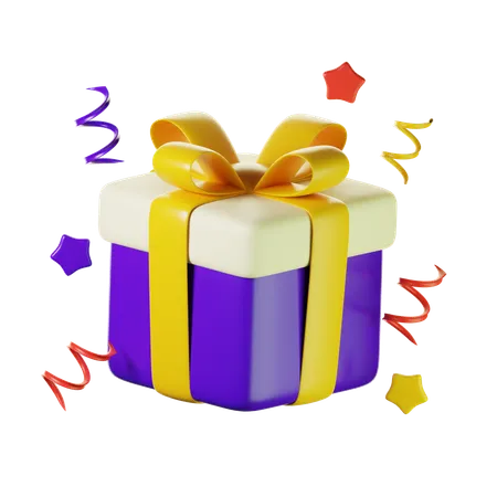 3 D Gift Box With Ribbon 3 D New Year Icon 3D Icon