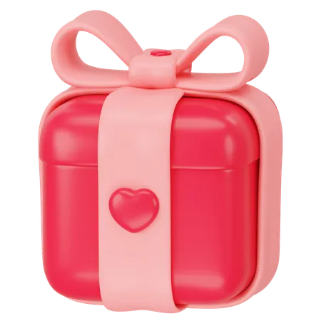 Red Closed Gift Box And Heart 3 D Icon Rendering 3D Icon