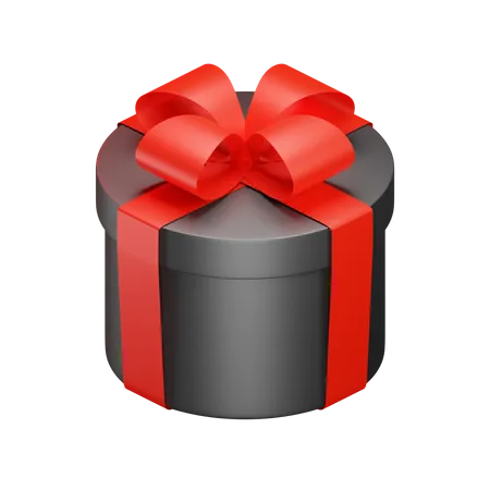3 D Rendering Icon Illustration Of A Cylinder Gif Package Wrapped With Red Ribbon 3D Illustration