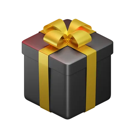 3 D Rendering Icon Illustration Of Gift Box Wrapped With Gold Ribbon 3D Illustration