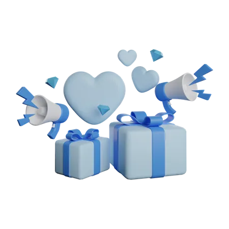 Giveaway Gifting On Blue 3D Illustration