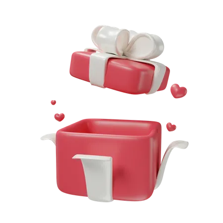 Gift Box With Heart Icon 3 D Renders Illustration For Valentines Day 3D Icon