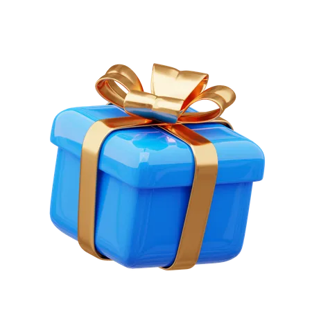 Realistic blue gift box with ribbon. 3D rendering. PNG Icon on transparent  background. 13484901 PNG