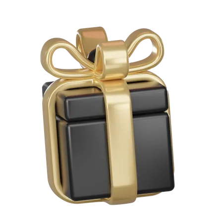 3 D Render Black Gift Boxes With Gold Ribbon Bow 3D Icon