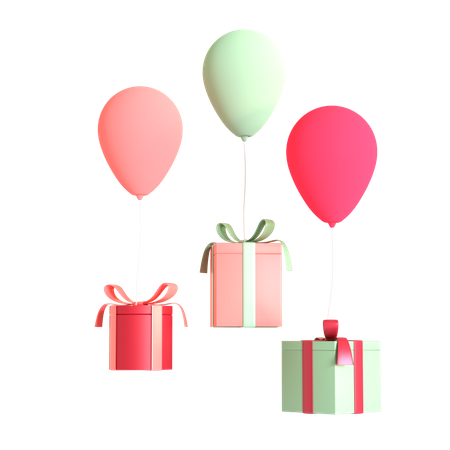 Gift Box And Balloon  3D Illustration