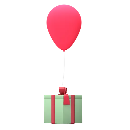 Gift Box And Balloon  3D Illustration