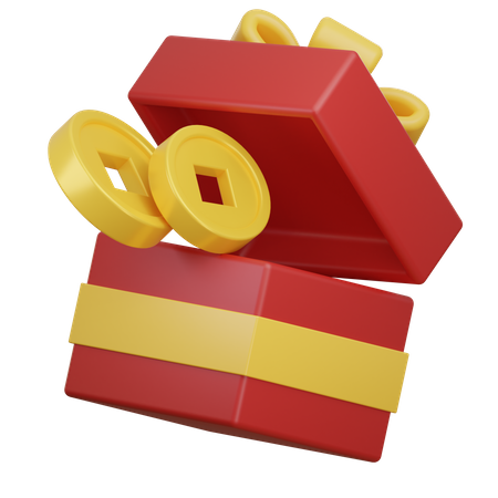 Gift Box And Coin  3D Icon