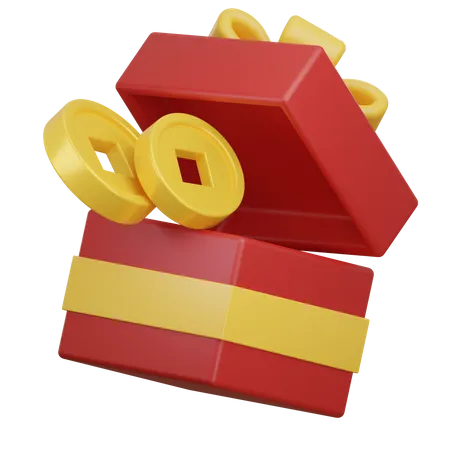 Gift Box And Coin  3D Icon