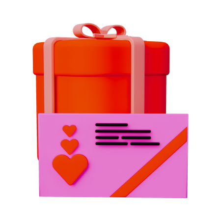 Gift Box And Love Latter  3D Icon