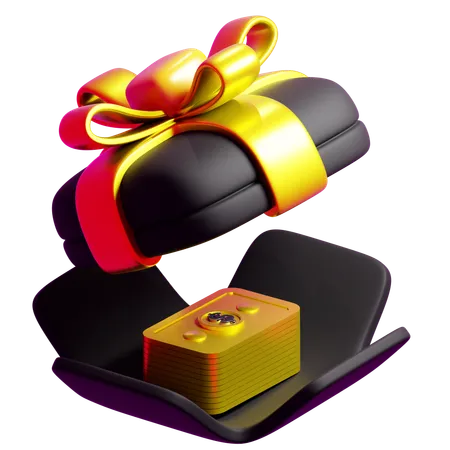 Gift Box And Money  3D Icon