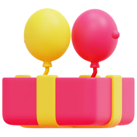 Gift Box Balloon 3D Icon
