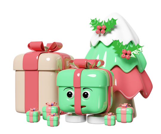Gift Box Character  3D Icon