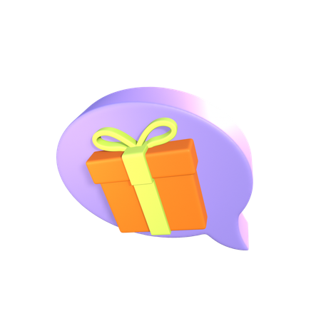Gift Box Chat Bubble  3D Icon