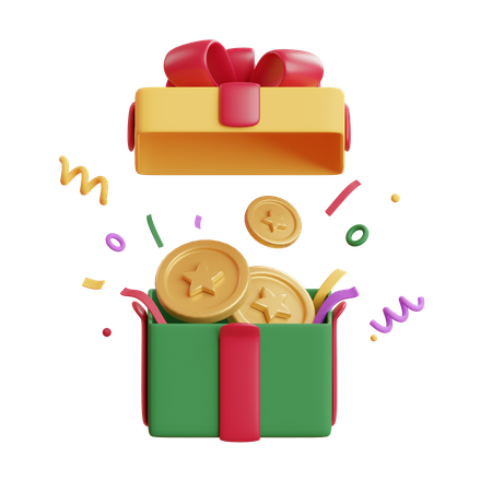 Gift Box Coins  3D Icon