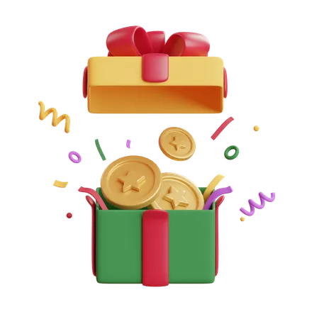 Gift Box Coins  3D Icon