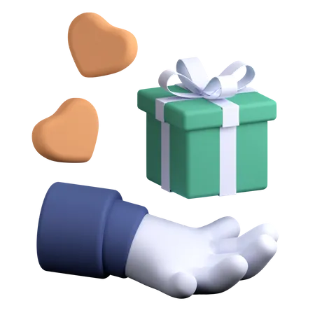 Gift Box In Hand 3D Illustration