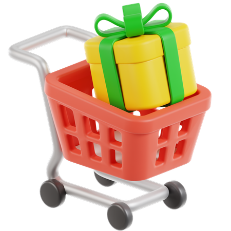 Gift Box In Trolley  3D Icon