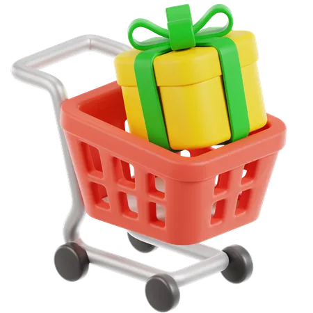 Gift Box In Trolley  3D Icon