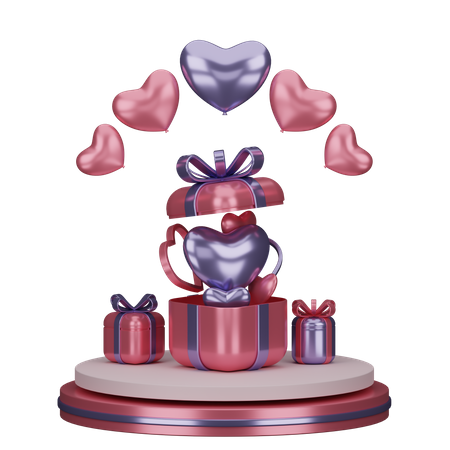 Gift Box on podium 3D Illustration