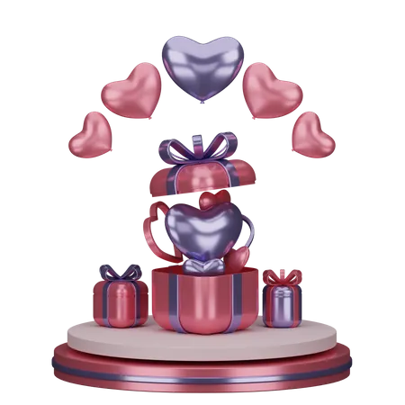 Gift Box on podium 3D Illustration