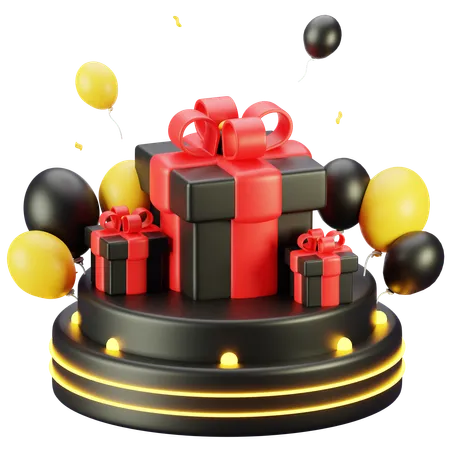 Gift Box Podium  3D Icon