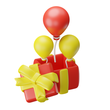 Gift box with balloon  3D Icon