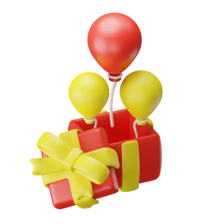 Gift box with balloon  3D Icon