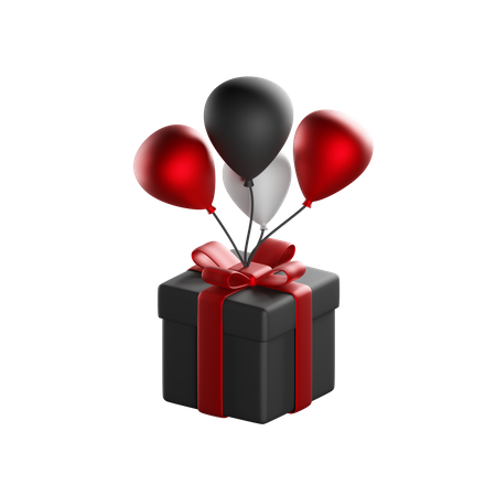 Gift Box With Balloons  3D Icon